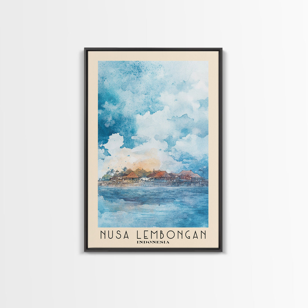 Nusa Lembongan, Indonesia Watercolor Print, Vacation Gift, Indonesia Wall Art, Beach Painting, Beach Decor, Large Wall Art, Wood Frame Art