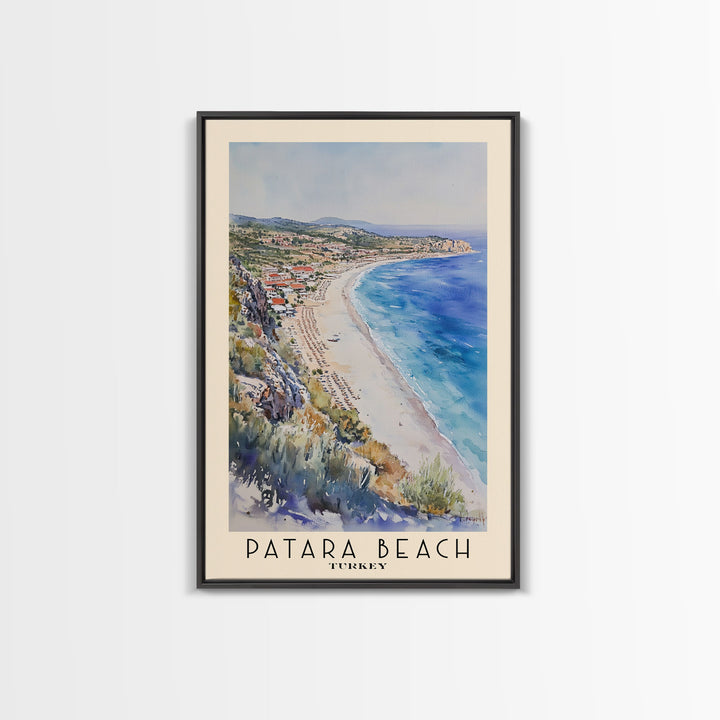 Patara Beach, Turkey Watercolor Print, Vacation Gift, Turkey Wall Art, Beach Painting, Beach Decor, Large Wall Art, Wood Frame Art