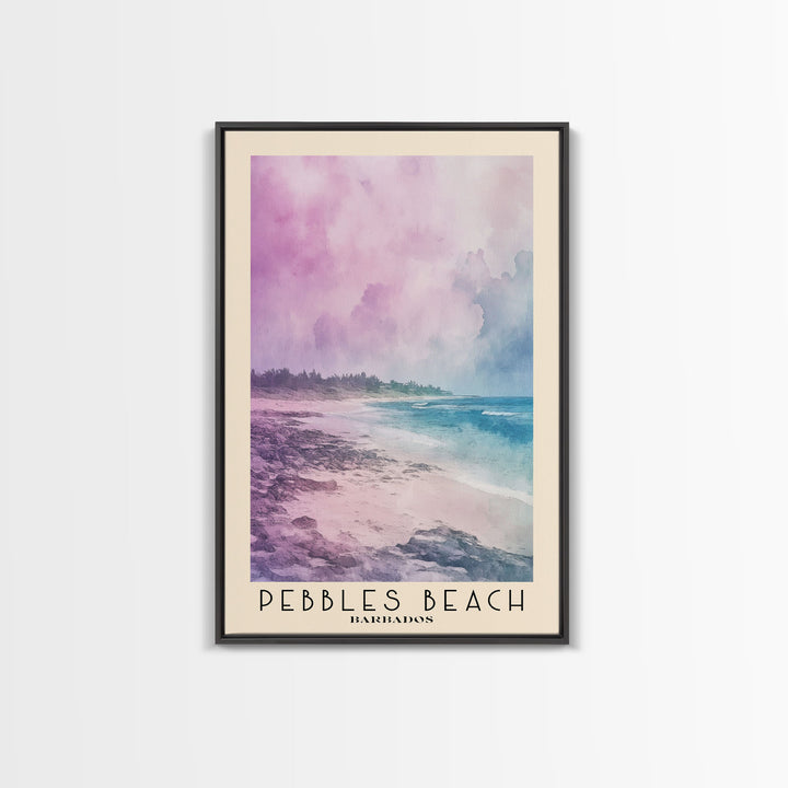 Pebbles Beach, Barbados Watercolor Beach Print, Vacation Gift, Barbados Wall Art, Beach Painting, Beach Decor, Beach Painting