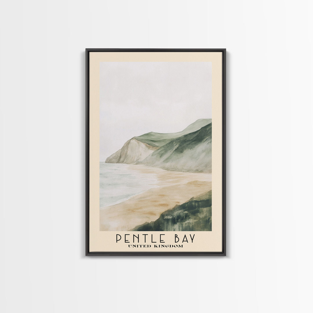 Pentle Bay, United Kingdom Watercolor Beach Print, Vacation Gift, United Kingdom Wall Art, Beach Painting, Beach Decor, Beach Painting