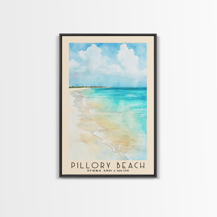 Pillory Beach, Turks and Caicos Watercolor Beach Print, Vacation Gift, Turks and Caicos Wall Art, Framed Canvas Print, Framed Beach Painting