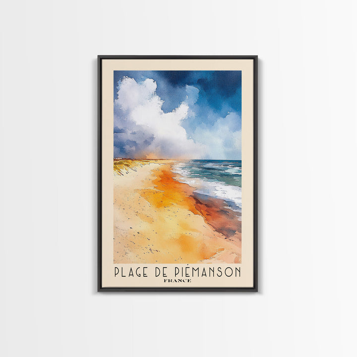 Plage de Piémanson, France Watercolor Print, Vacation Gift, France Wall Art, Beach Painting, Beach Decor, Large Wall Art, Wood Frame Art