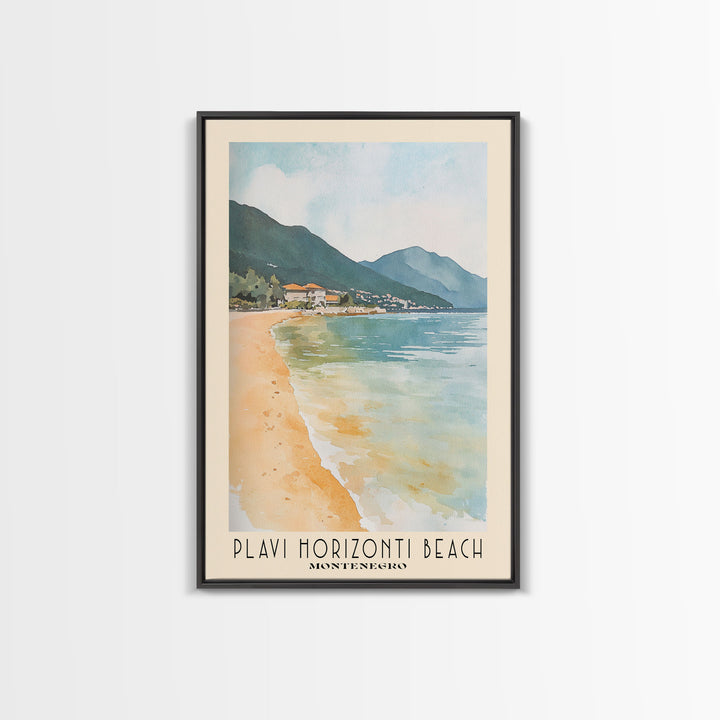 Plavi Horizonti Beach, Montenegro Watercolor Print, Vacation Gift, Montenegro Wall Art, Vacation Wall Art, Vacatation Memories, Beach Decor, Beach Or Lakehouse Art