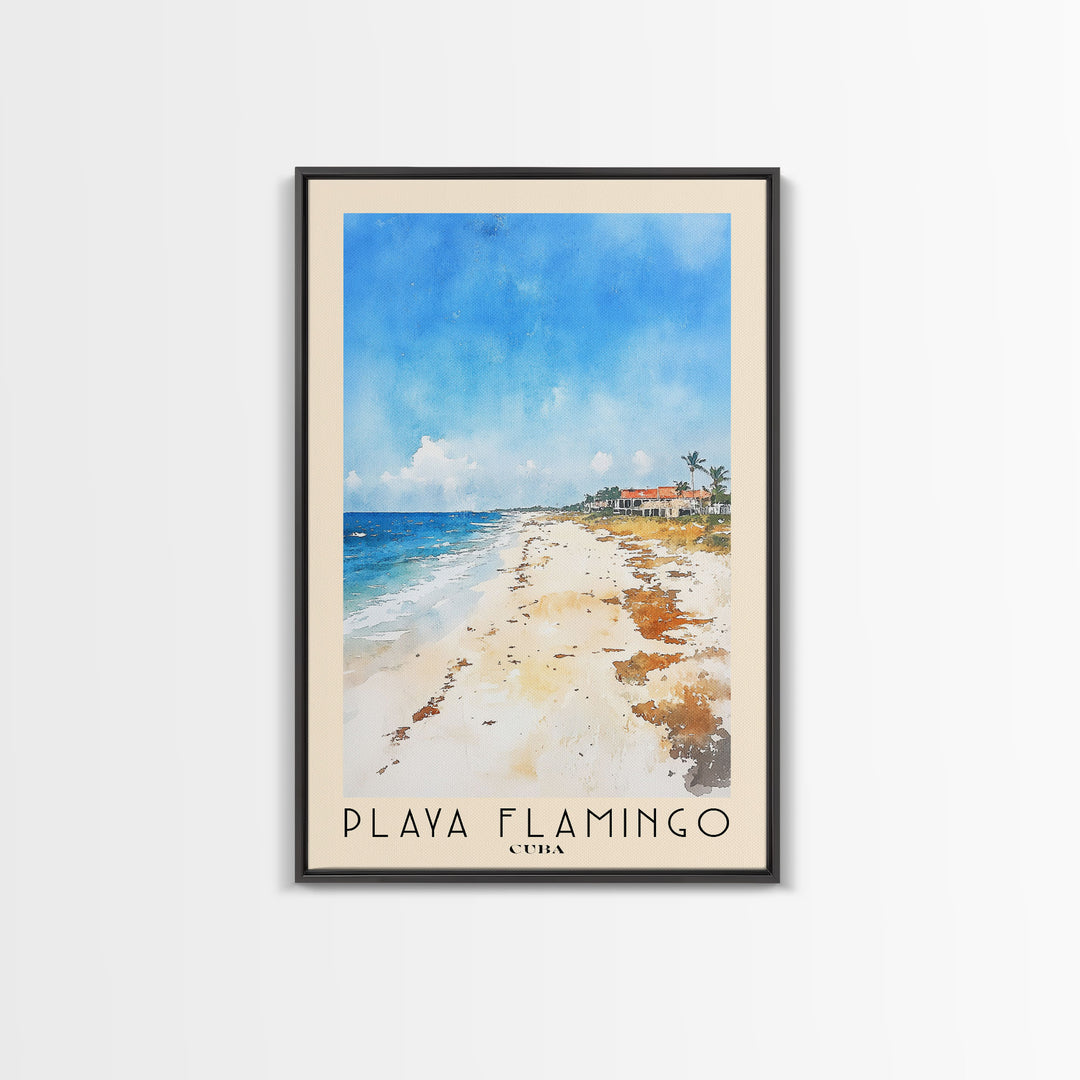 Playa Flamingo, Cuba Watercolor Beach Print, Vacation Gift, Cuba Wall Art, Beach Painting, Beach Decor, Beach Painting