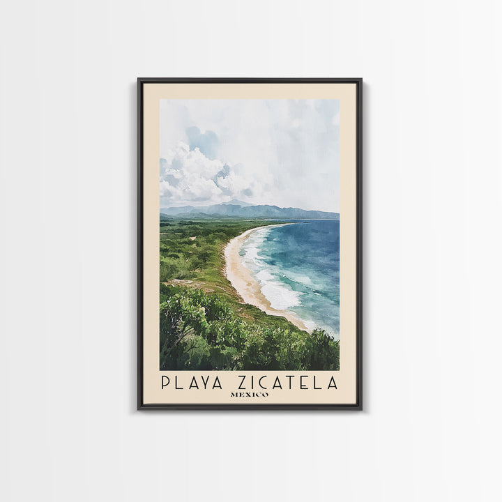 Playa Zicatela, Mexico Watercolor Print, Vacation Gift, Mexico Wall Art, Vacation Wall Art, Vacatation Memories, Beach Decor, Beach Or Lakehouse Art