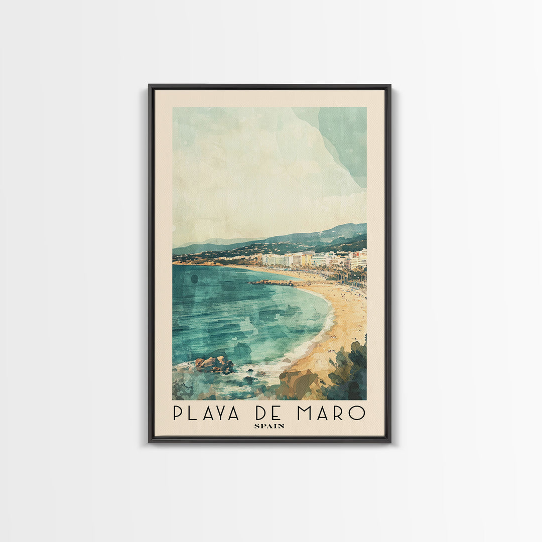 Playa de Maro, Spain Watercolor Print, Vacation Gift, Spain Wall Art, Vacation Wall Art, Vacatation Memories, Beach Decor, Beach Or Lakehouse Art