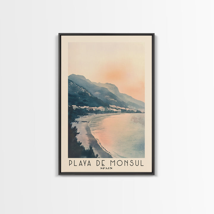 Playa de Monsul, Spain Watercolor Print, Vacation Gift, Spain Wall Art, Beach Painting, Beach Decor, Beach Or Lakehouse Art