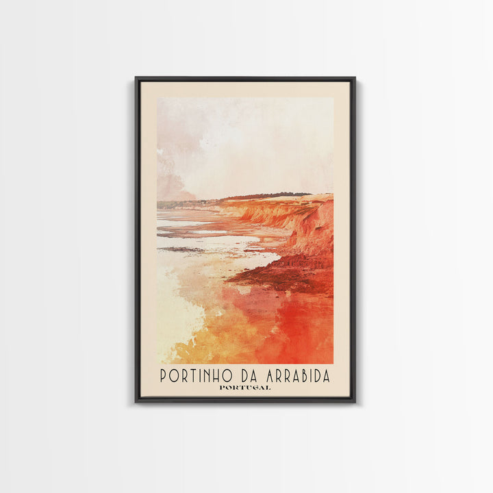 Portinho da Arrabida, Portugal Watercolor Print, Vacation Gift, Portugal Wall Art, Beach Painting, Beach Decor, Large Wall Art, Wood Frame Art