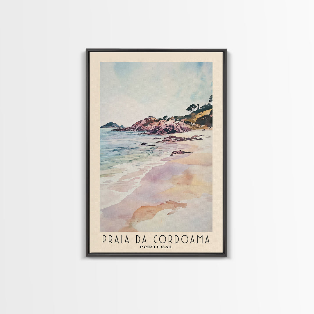 Praia da Cordoama, Portugal Watercolor Beach Print, Vacation Gift, Portugal Wall Art, Beach Painting, Beach Decor, Beach Painting