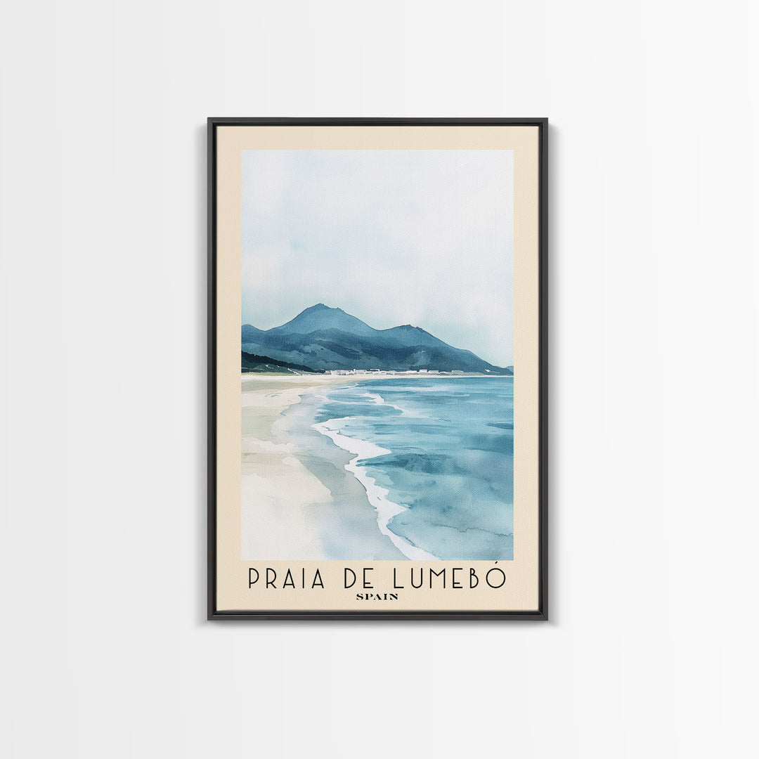 Praia de Lumebó, Spain Watercolor Print, Vacation Gift, Spain Wall Art, Beach Painting, Beach Decor, Beach Or Lakehouse Art