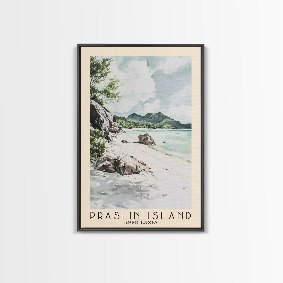 Praslin Island, Anse Lazio Watercolor Print, Vacation Gift, Anse Lazio Wall Art, Beach Painting, Beach Decor, Beach Or Lakehouse Art