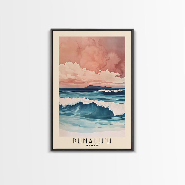 Punalu’u, Hawaii Watercolor Print, Vacation Gift, Hawaii Wall Art, Beach Painting, Beach Decor, Beach Or Lakehouse Art