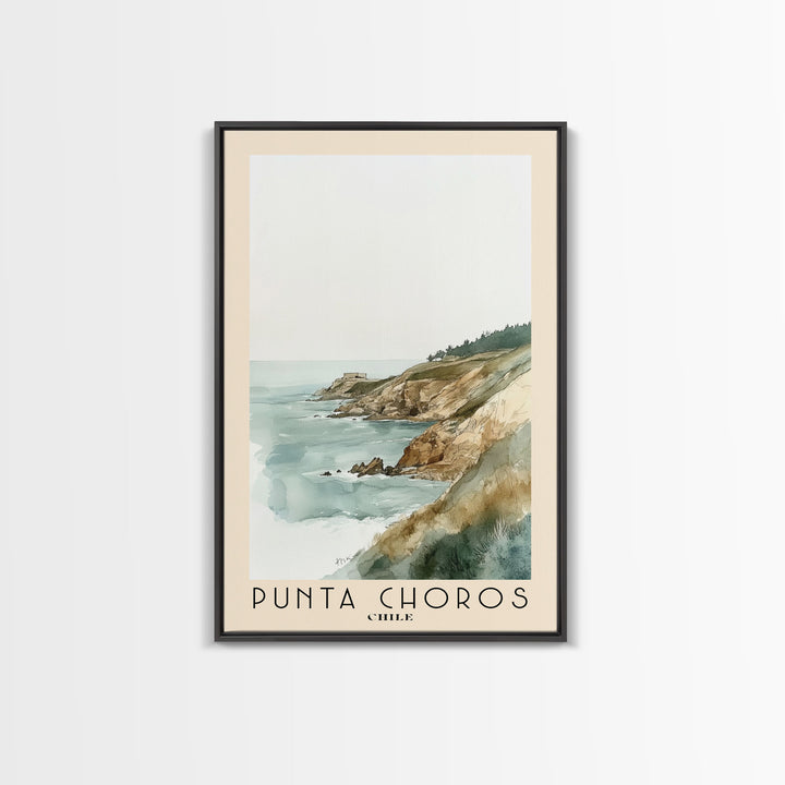 Punta Choros, Chile Watercolor Print, Vacation Gift, Chile Wall Art, Beach Painting, Beach Decor, Large Wall Art, Wood Frame Art