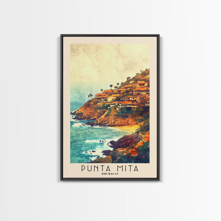 Punta Mita, Mexico Watercolor Print, Vacation Gift, Mexico Wall Art, Beach Painting, Beach Decor, Large Wall Art, Wood Frame Art