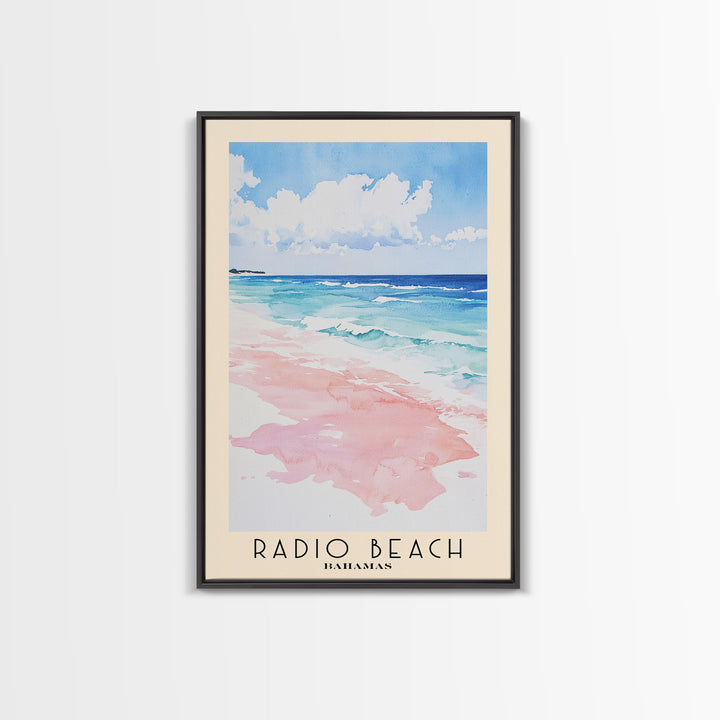 Radio Beach, Bahamas Watercolor Print, Vacation Gift, Bahamas Wall Art, Beach Painting, Beach Decor, Large Wall Art, Wood Frame Art