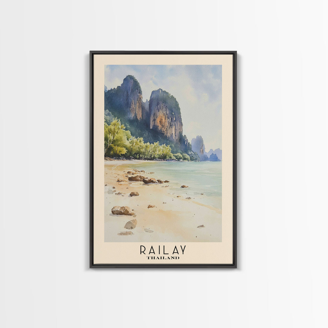 Railay, Thailand Watercolor Print, Vacation Gift, Thailand Wall Art, Vacation Wall Art, Vacatation Memories, Beach Decor, Beach Or Lakehouse Art