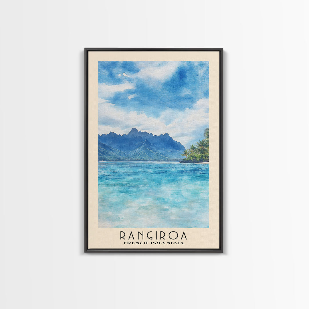 Rangiroa, French Polynesia Watercolor Print, Vacation Gift, French Polynesia Wall Art, Beach Painting, Beach Decor, Beach Or Lakehouse Art