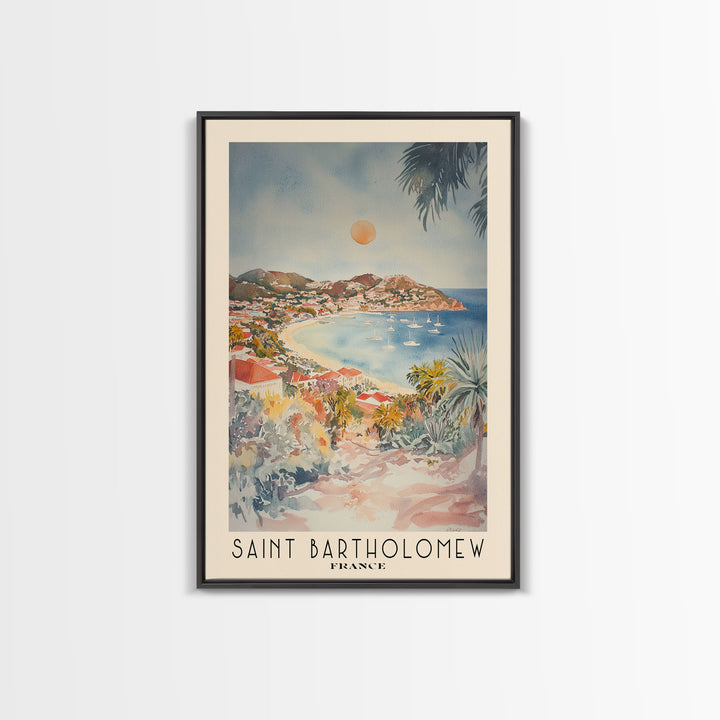 Saint Bartholomew, France Watercolor Print, Vacation Gift, France Wall Art, Beach Painting, Beach Decor, Beach Or Lakehouse Art