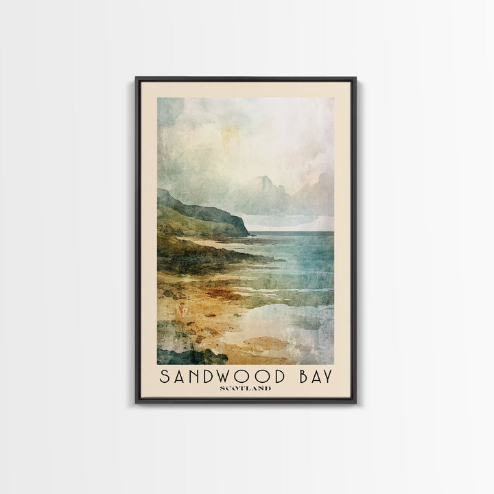 Sandwood Bay, Scotland Watercolor Print, Vacation Gift, Scotland Wall Art, Beach Painting, Beach Decor, Large Wall Art, Wood Frame Art