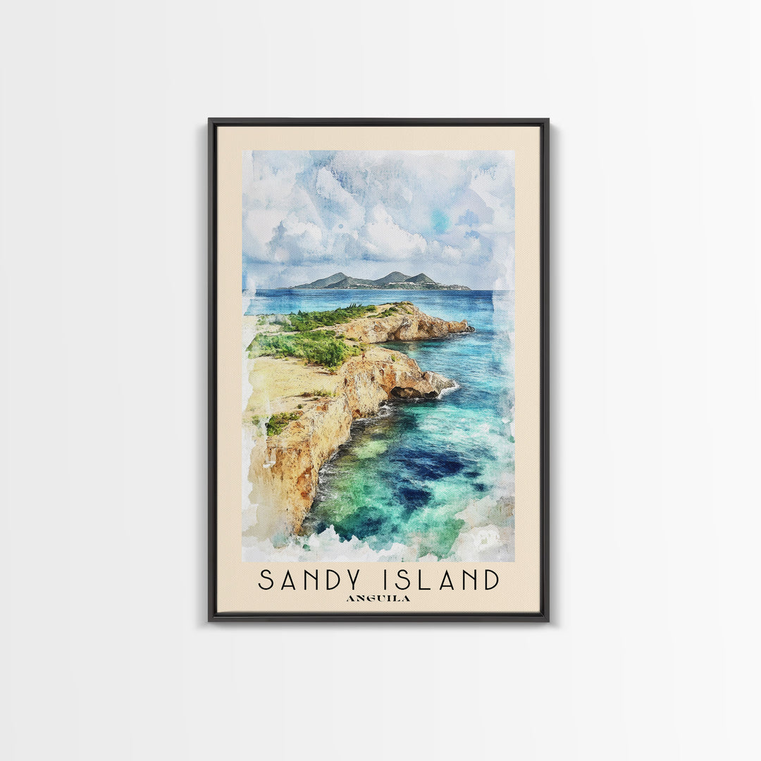 Sandy Island, Anguila Watercolor Print, Vacation Gift, Anguila Wall Art, Vacation Wall Art, Vacatation Memories, Beach Decor, Beach Or Lakehouse Art