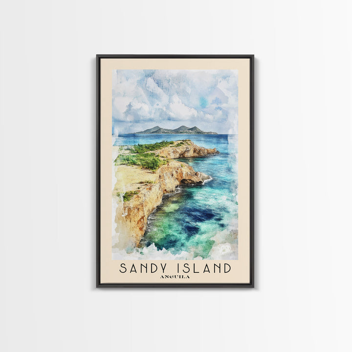 Sandy Island, Anguila Watercolor Print, Vacation Gift, Anguila Wall Art, Vacation Wall Art, Vacatation Memories, Beach Decor, Beach Or Lakehouse Art