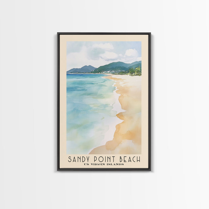 Sandy Point Beach, US Virgin islands Watercolor Print, Vacation Gift, US Virgin islands Wall Art, Beach Painting, Beach Decor, Beach Or Lakehouse Art