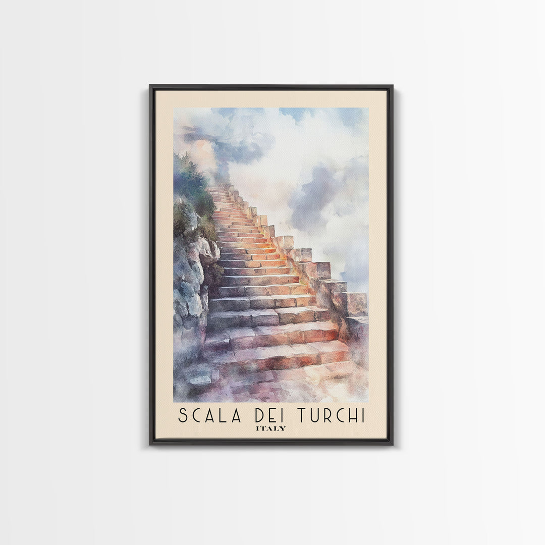 Scala dei Turchi, Italy Watercolor Print, Vacation Gift, Italy Wall Art, Vacation Wall Art, Vacatation Memories, Beach Decor, Beach Or Lakehouse Art