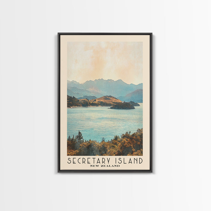 Secretary Island, New Zealand Watercolor Beach Print, Vacation Gift, New Zealand Wall Art, Framed Canvas Print, Framed Beach Painting