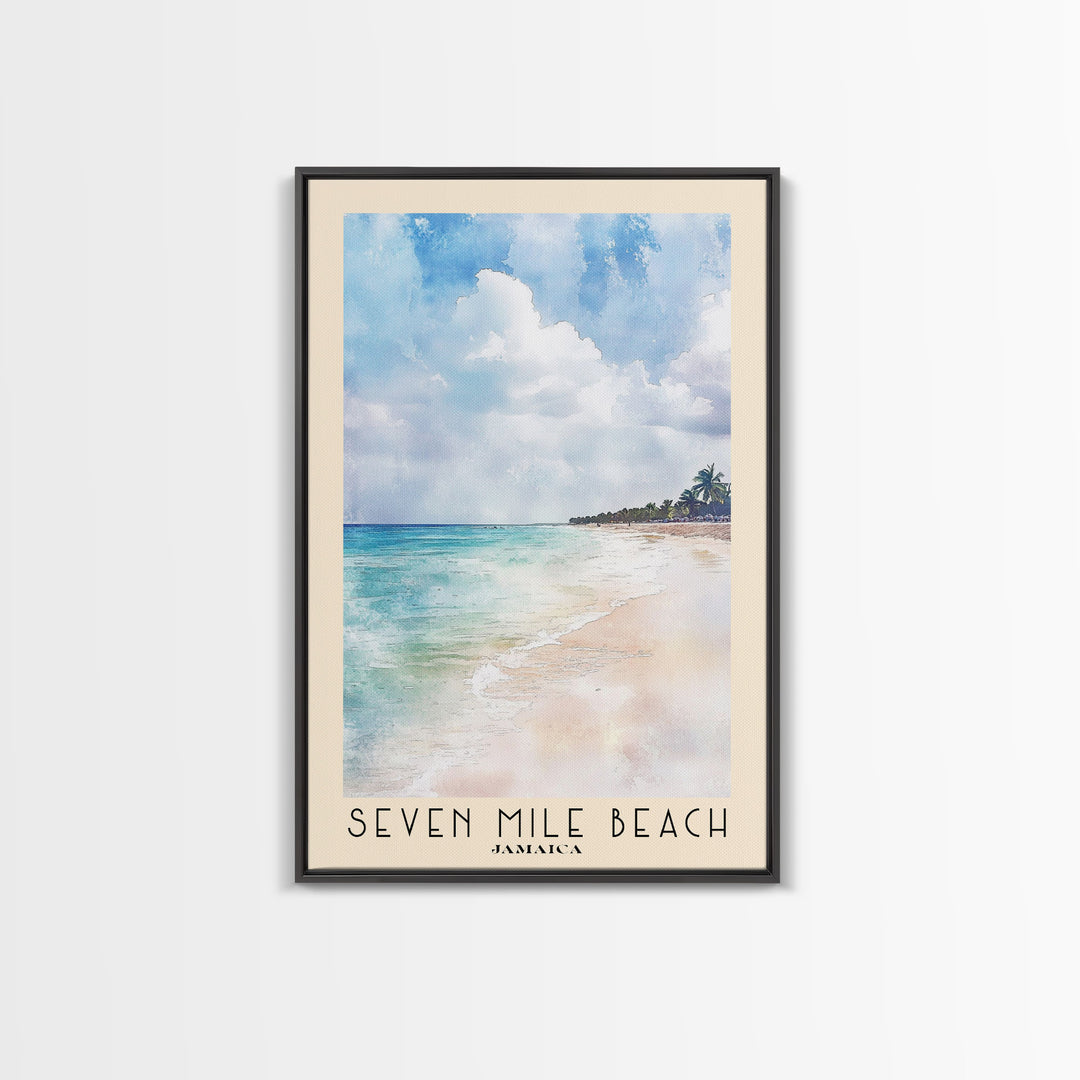 Seven Mile Beach, Jamaica Watercolor Print, Vacation Gift, Jamaica Wall Art, Vacation Wall Art, Vacatation Memories, Beach Decor, Beach Or Lakehouse Art