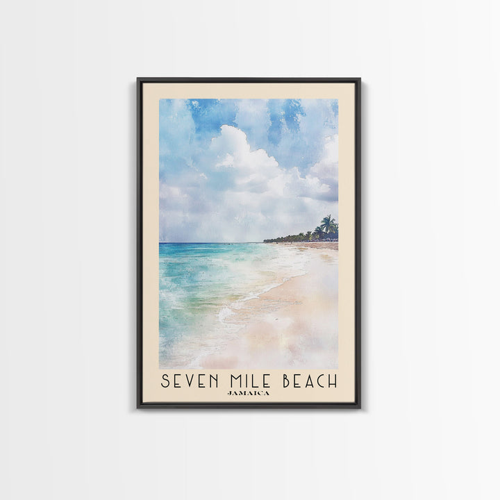 Seven Mile Beach, Jamaica Watercolor Print, Vacation Gift, Jamaica Wall Art, Vacation Wall Art, Vacatation Memories, Beach Decor, Beach Or Lakehouse Art