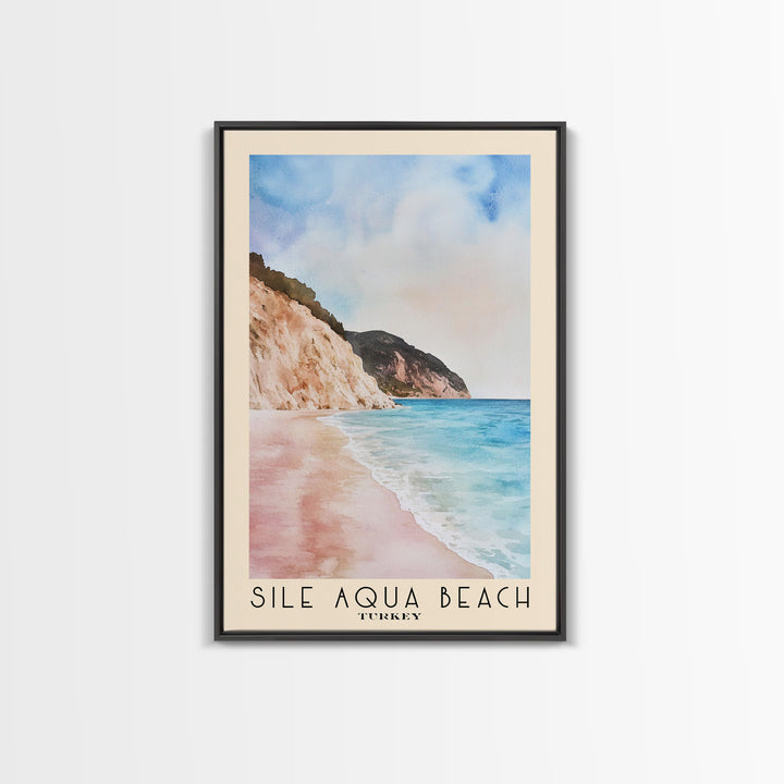 Sile Aqua Beach, Turkey Watercolor Beach Print, Vacation Gift, Turkey Wall Art, Beach Painting, Beach Decor, Beach Painting