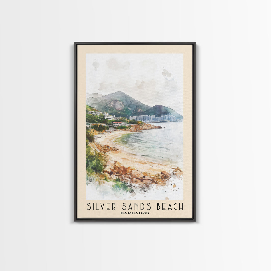 Silver Sands Beach, Barbados Watercolor Print, Vacation Gift, Barbados Wall Art, Vacation Wall Art, Vacatation Memories, Beach Decor, Beach Or Lakehouse Art