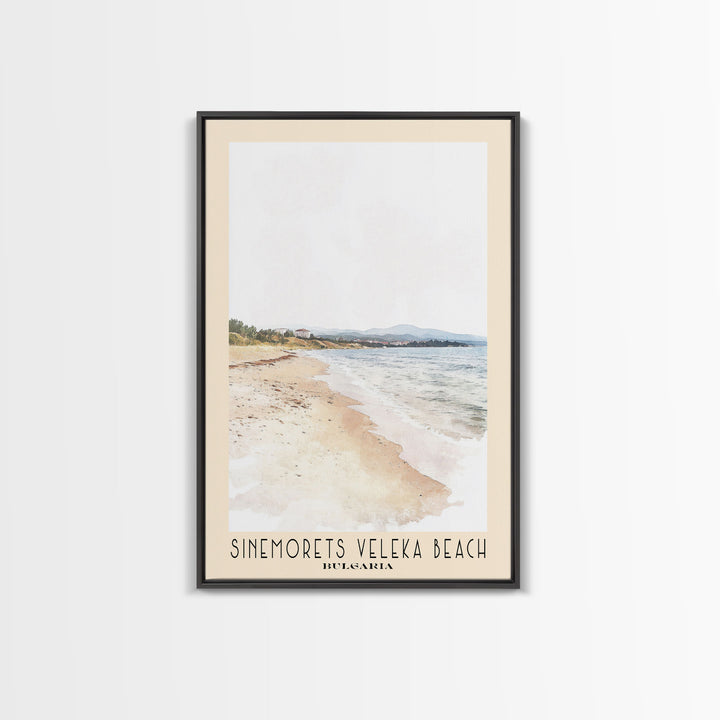 Sinemorets Veleka Beach, Bulgaria Watercolor Print, Vacation Gift, Bulgaria Wall Art, Beach Painting, Beach Decor, Large Wall Art, Wood Frame Art