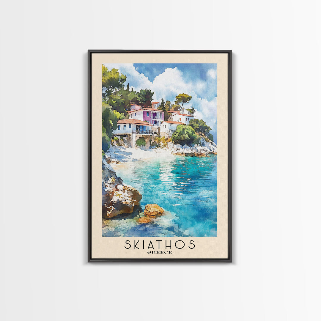 Skiathos, Greece Watercolor Print, Vacation Gift, Greece Wall Art, Beach Painting, Beach Decor, Beach Or Lakehouse Art