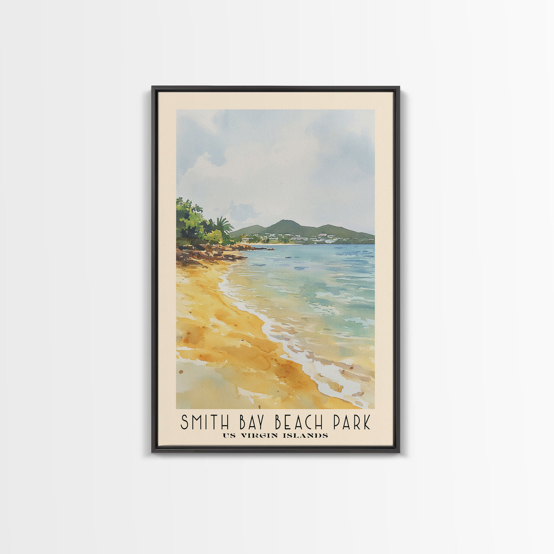 Smith Bay Beach Park, US Virgin islands Watercolor Beach Print, Vacation Gift, US Virgin islands Wall Art, Beach Painting, Beach Decor, Beach Painting