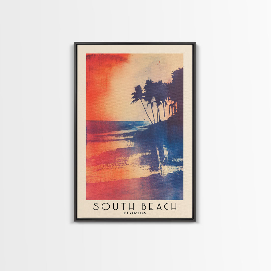 South Beach, Florida Watercolor Print, Vacation Gift, Florida Wall Art, Beach Painting, Beach Decor, Large Wall Art, Wood Frame Art