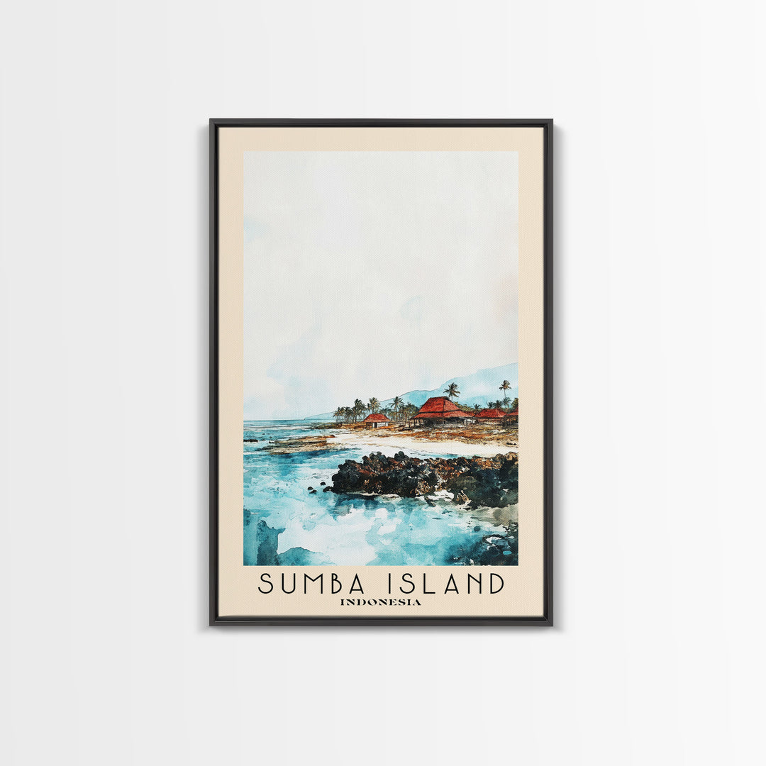 Sumba Island, Indonesia Watercolor Print, Vacation Gift, Indonesia Wall Art, Beach Painting, Beach Decor, Beach Or Lakehouse Art