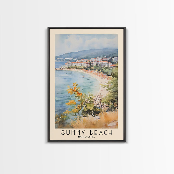 Sunny Beach, Bulgaria Watercolor Print, Vacation Gift, Bulgaria Wall Art, Beach Painting, Beach Decor, Beach Or Lakehouse Art