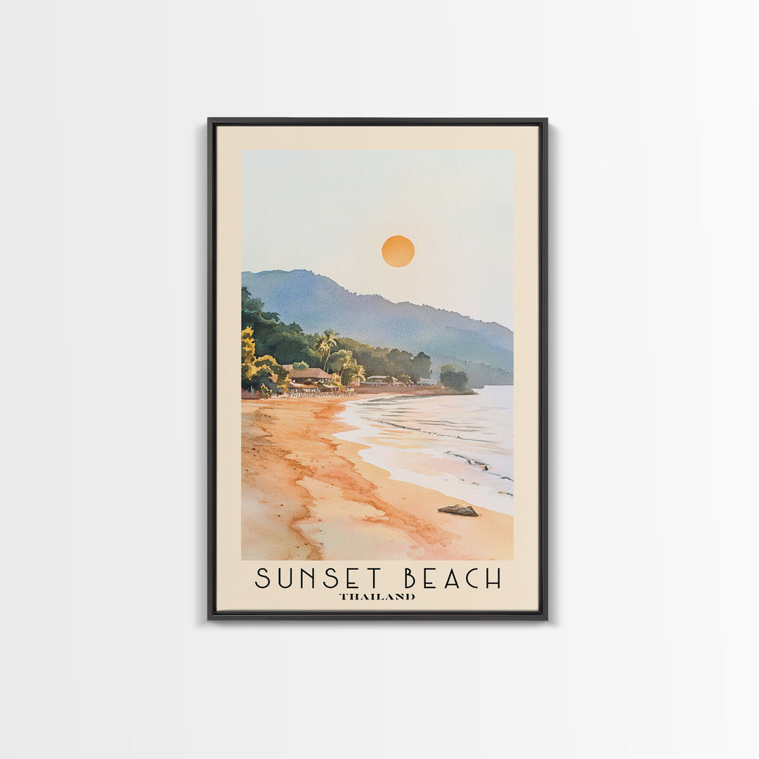 Sunset Beach, Thailand Watercolor Beach Print, Vacation Gift, Thailand Wall Art, Beach Painting, Beach Decor, Beach Painting