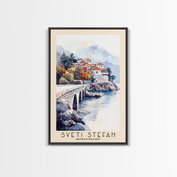 Sveti Stefan, Montenegro Watercolor Print, Vacation Gift, Montenegro Wall Art, Vacation Wall Art, Vacatation Memories, Beach Decor, Beach Or Lakehouse Art