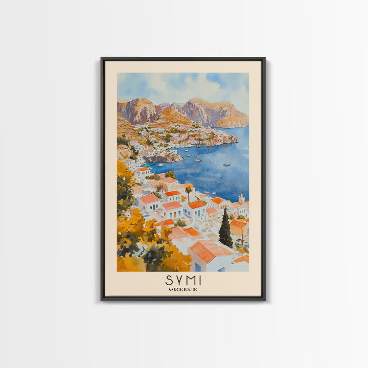 Symi, Greece Watercolor Beach Print, Vacation Gift, Greece Wall Art, Beach Painting, Beach Decor, Beach Painting