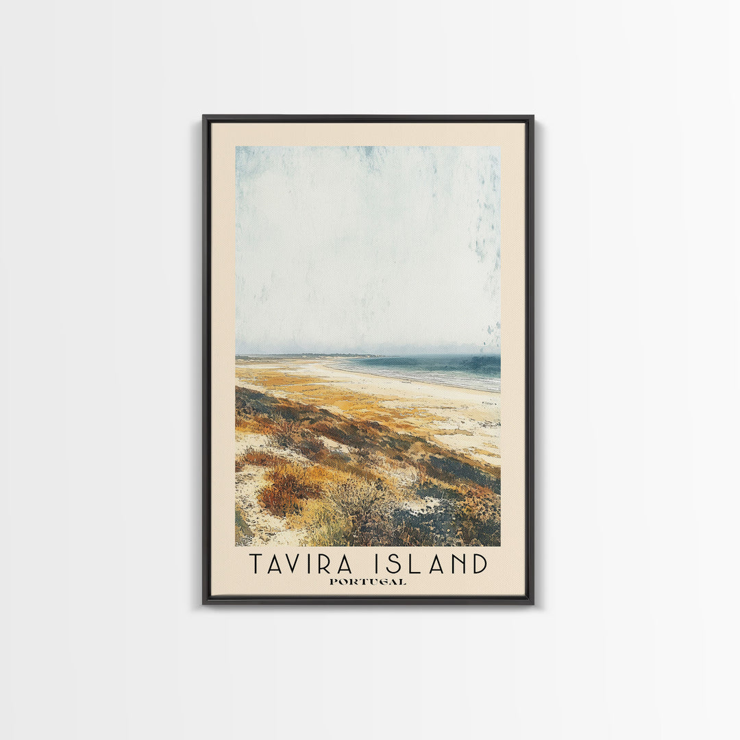 Tavira Island, Portugal Watercolor Beach Print, Vacation Gift, Portugal Wall Art, Beach Painting, Beach Decor, Beach Painting