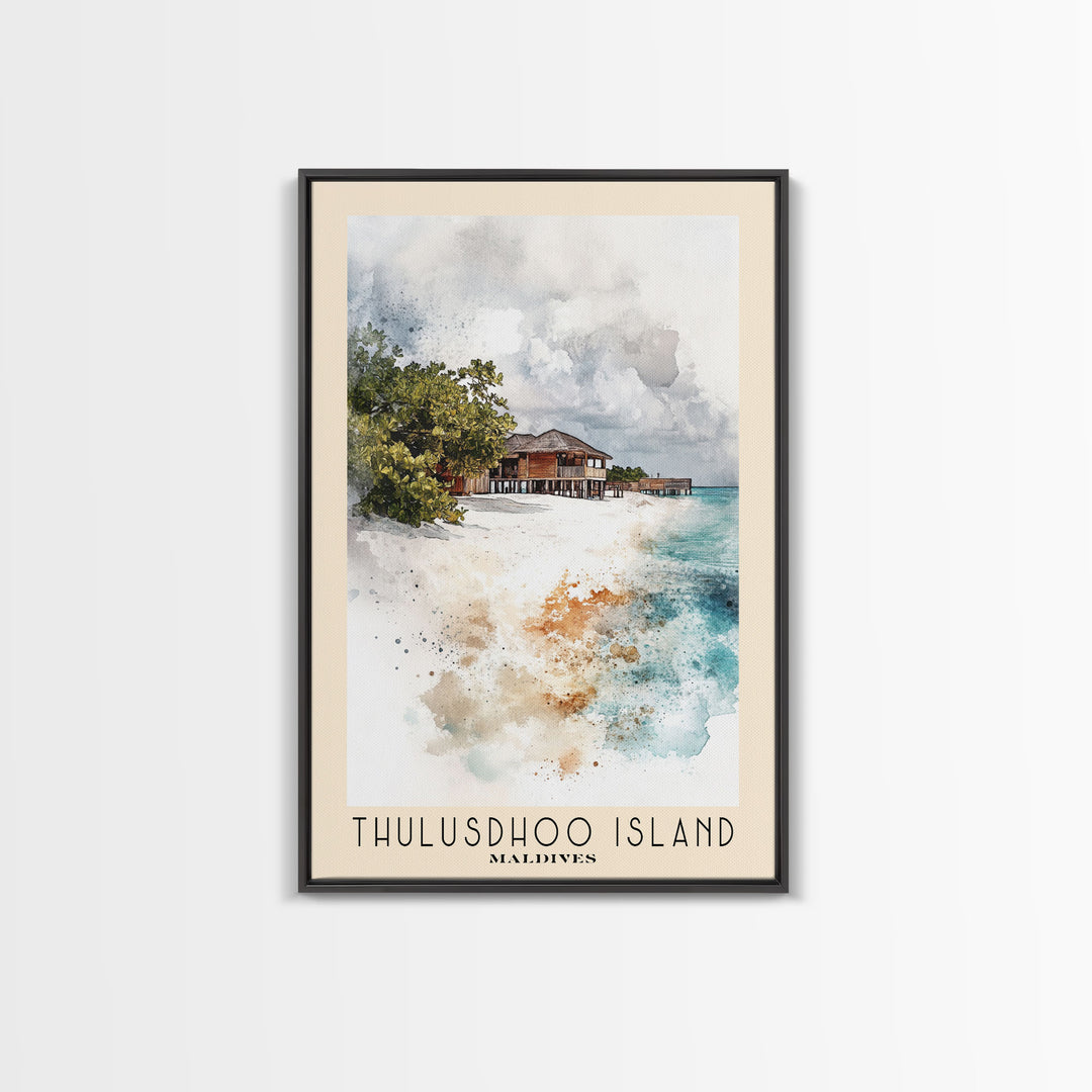 Thulusdhoo Island, Maldives Watercolor Print, Vacation Gift, Maldives Wall Art, Beach Painting, Beach Decor, Beach Or Lakehouse Art