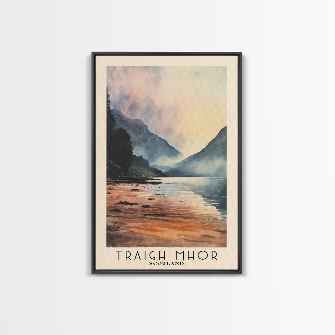 Traigh Mhor, Scotland Watercolor Beach Print, Vacation Gift, Scotland Wall Art, Framed Canvas Print, Framed Beach Painting