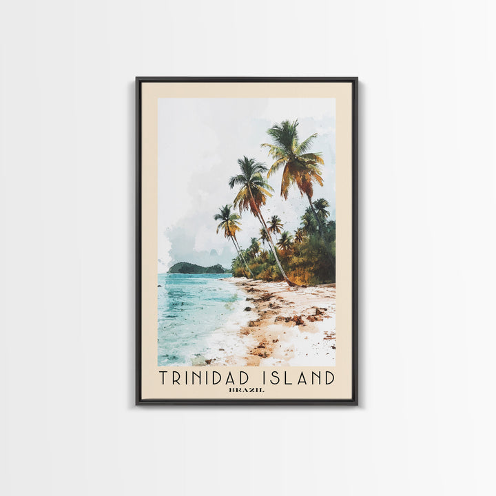 Trinidad Island, Brazil Watercolor Print, Vacation Gift, Brazil Wall Art, Beach Painting, Beach Decor, Large Wall Art, Wood Frame Art