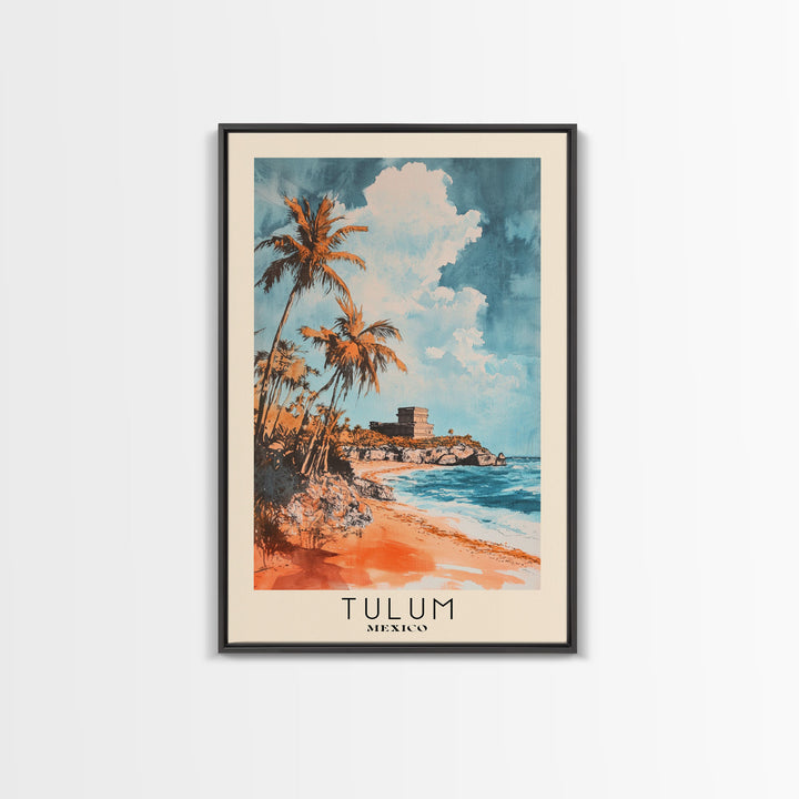 Tulum, Mexico Watercolor Print, Vacation Gift, Mexico Wall Art, Beach Painting, Beach Decor, Large Wall Art, Wood Frame Art