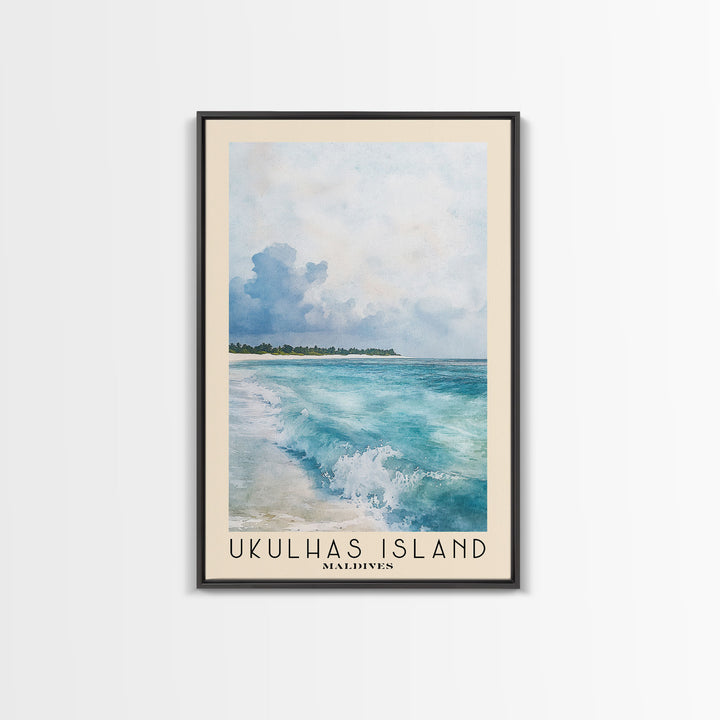 Ukulhas Island, Maldives Watercolor Print, Vacation Gift, Maldives Wall Art, Vacation Wall Art, Vacatation Memories, Beach Decor, Beach Or Lakehouse Art