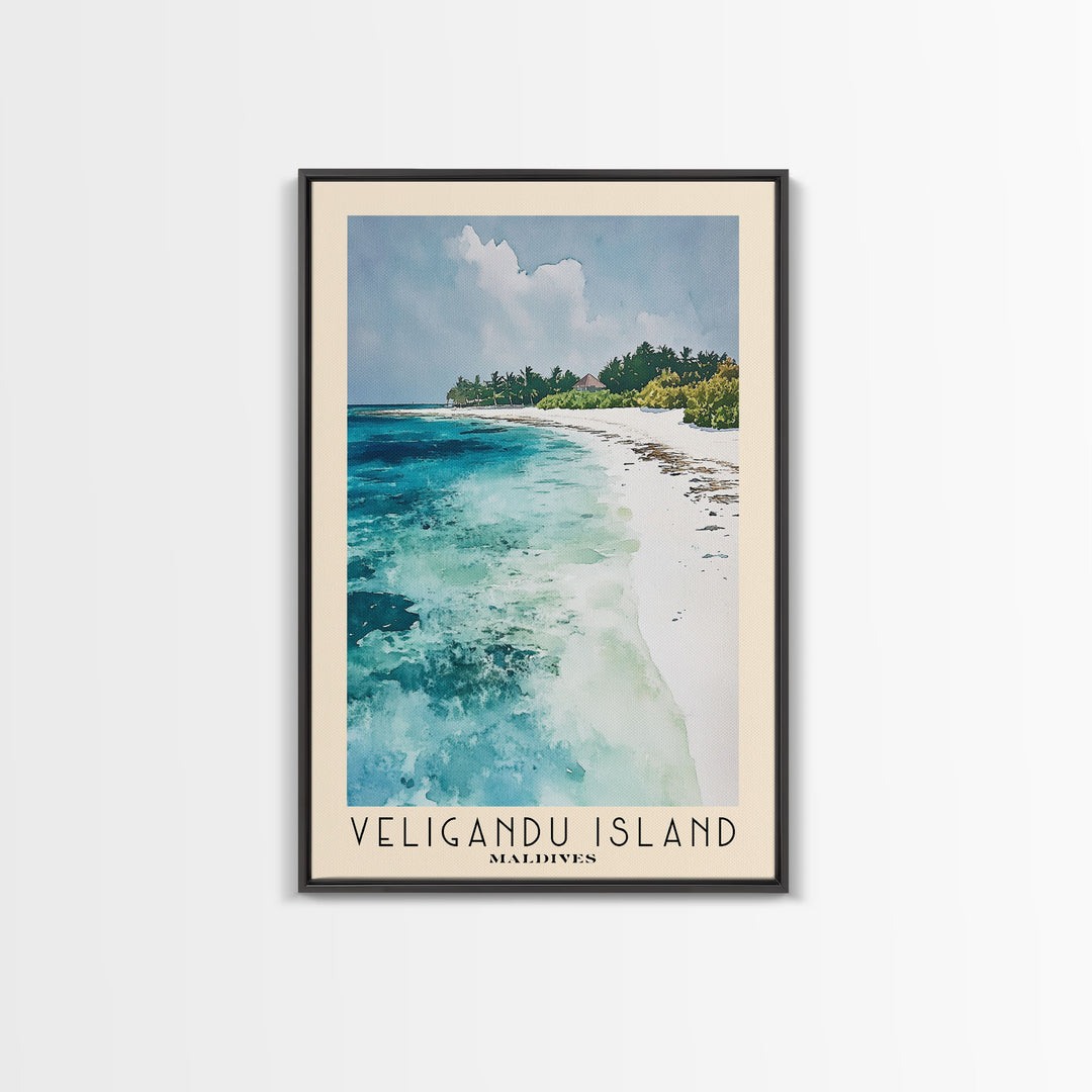 Veligandu Island, Maldives Watercolor Beach Print, Vacation Gift, Maldives Wall Art, Beach Painting, Beach Decor, Beach Painting