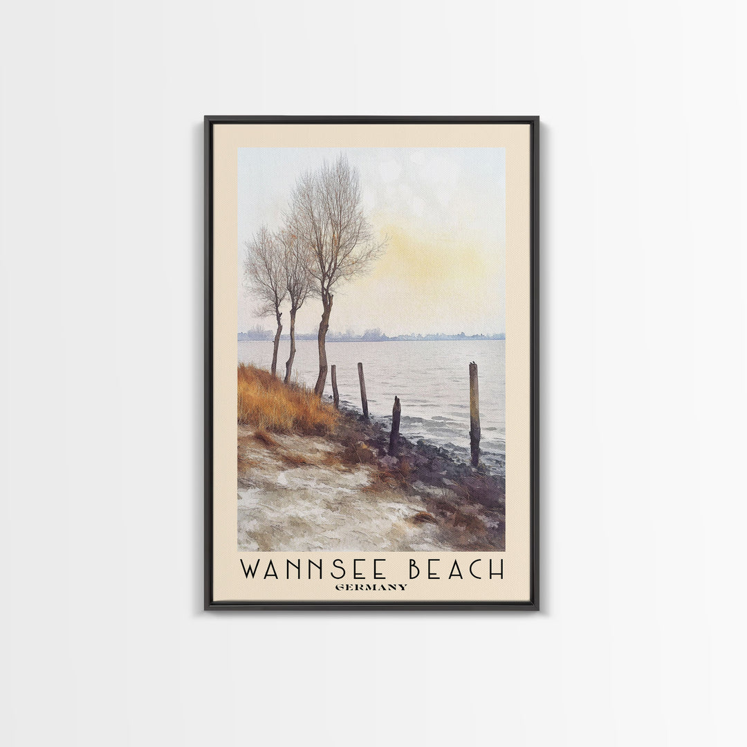 Wannsee Beach, Germany Watercolor Print, Vacation Gift, Germany Wall Art, Beach Painting, Beach Decor, Beach Or Lakehouse Art