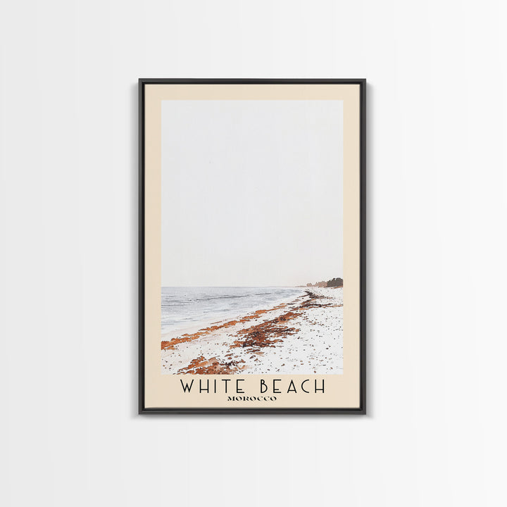 White Beach, Morocco Watercolor Beach Print, Vacation Gift, Morocco Wall Art, Framed Canvas Print, Framed Beach Painting